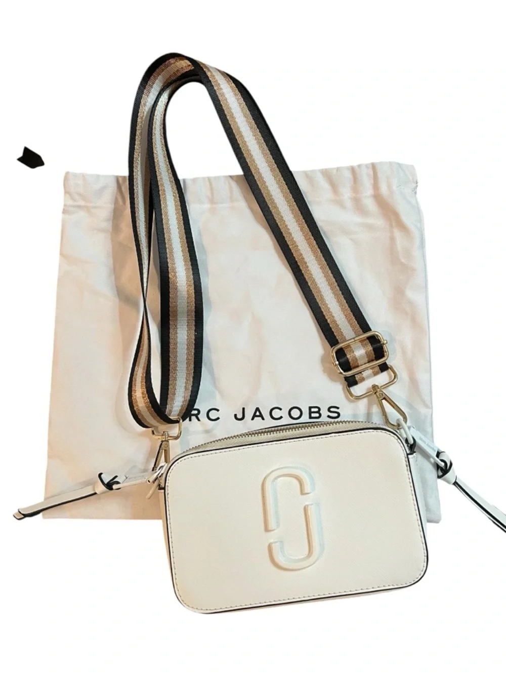 Marc Jacobs The Snapshot White Crossbody‎ Bag Wide Strap
